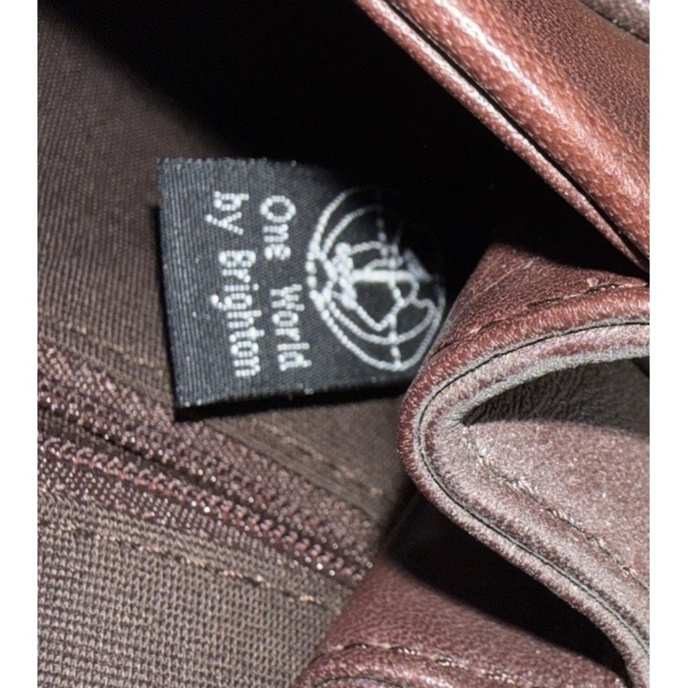 Brighton One World Purse Crossbody Woven Black Brown Leather Silver Clasp Small - Picture 7 of 7